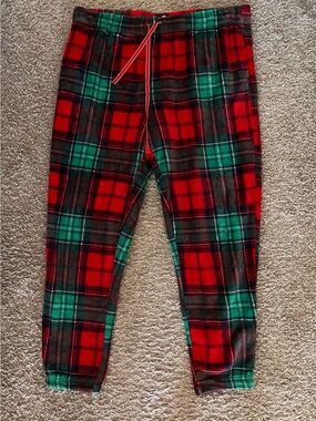 Men’s Red and Green Plaid Pajama Pants - Cozy Holiday Lounge Bottoms